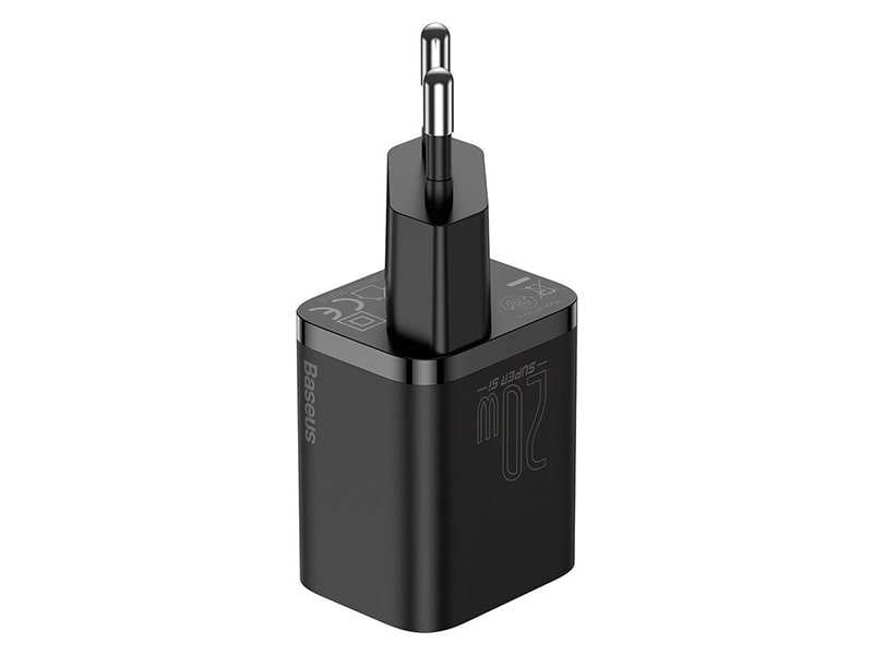 شارژر دیواری فست شارژ بیسوس همراه کابل لایتنینگ Baseus Super Si Quick Charger 1C 20W TZCCSUP-B03