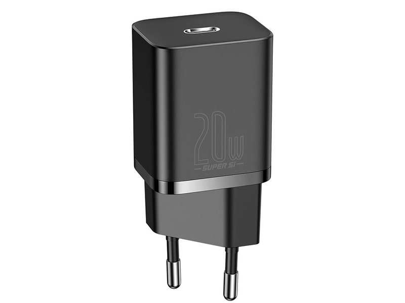 شارژر دیواری فست شارژ بیسوس همراه کابل لایتنینگ Baseus Super Si Quick Charger 1C 20W TZCCSUP-B03