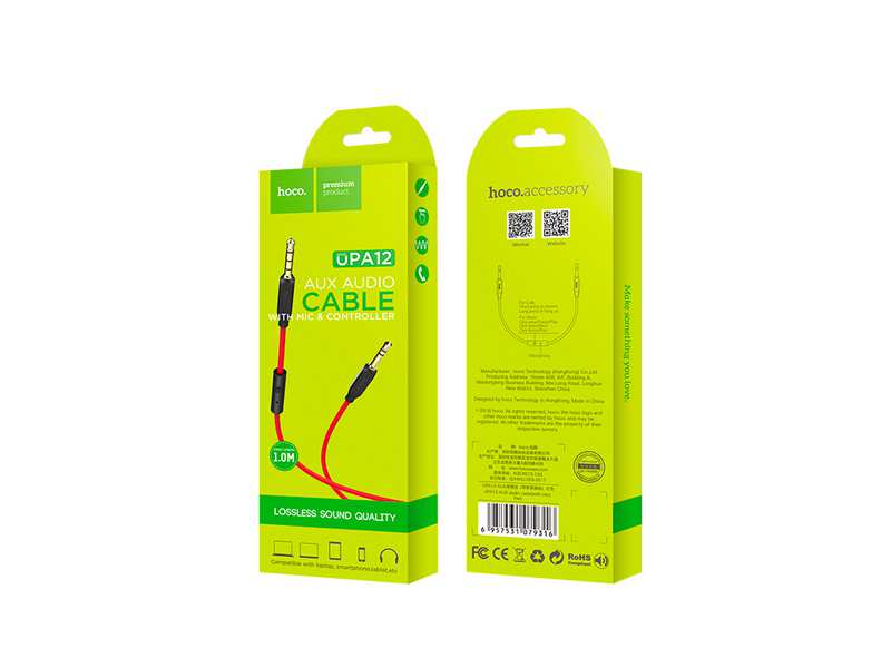 کابل صدا میکروفون دار هوکو Hoco UPA12 AUX With Mic Cable 1m