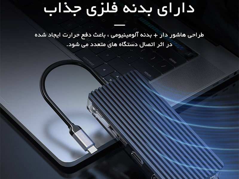 هاب 8 پورت تایپ سی اوریکو Orico WB-8p Type-C 8-in-1 Transparent Hub
