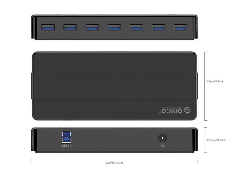 هاب 7 پورت اوریکو ORICO H7928-U3-V1 7 Port USB3.0 Desktop HUB