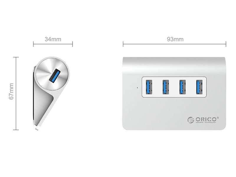 هاب یو اس بی 4 پورت یو اس بی 3.0 اوریکو Orico M3H4 Aluminum Alloy 4 Port USB3.0 HUB
