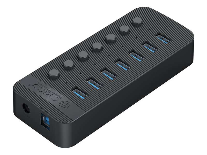 هاب یو اس بی 7 پورت همراه آداپتور اوریکو Orico CT2U3-7AB Multi-Port Hub With Individual Switches