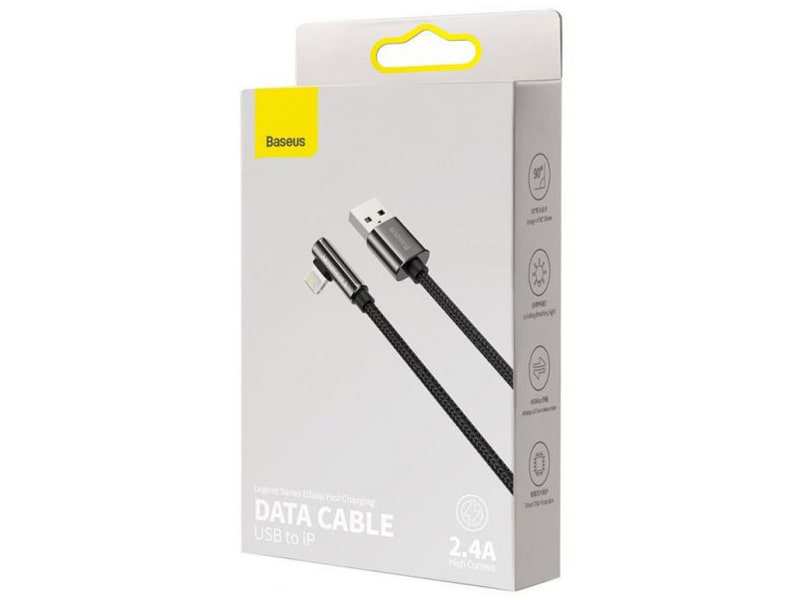 کابل شارژ و انتقال داده لایتنینگ بیسوس Baseus Legend Elbow iP Cable 1m 2.4A CALCS-01