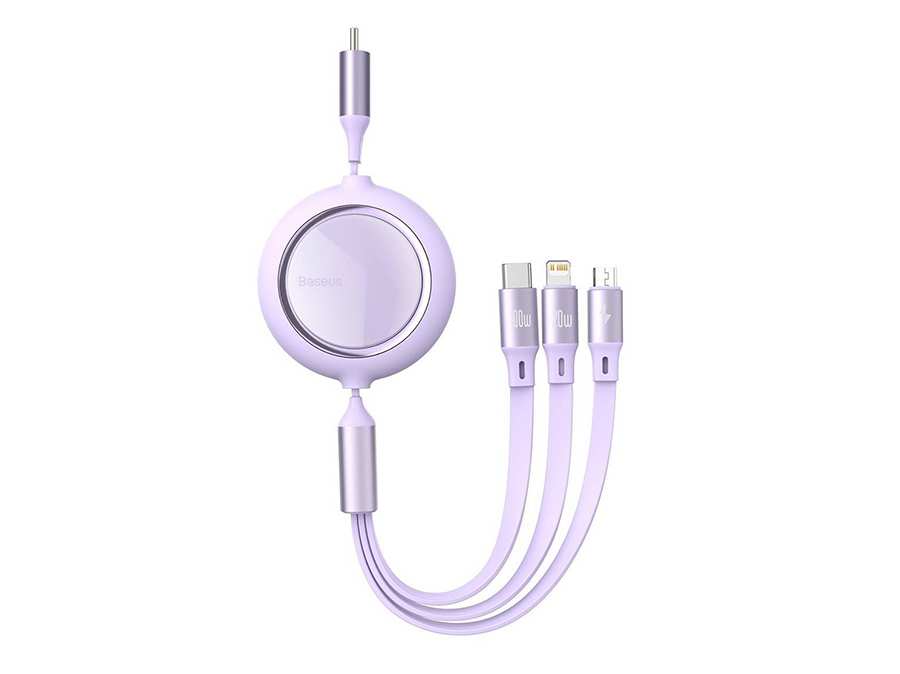 کابل شارژ سریع سه سر بیسوس Baseus Bright Mirror Retractable 100W 1.1m Cable