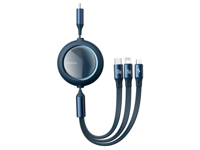 کابل شارژ سریع سه سر بیسوس Baseus Bright Mirror Retractable 100W 1.1m Cable