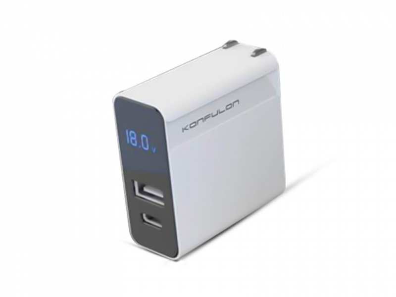 شارژر دیواری سریع کانفلون Konfulon C65Q Type-C USB 3.0 Quick PD 20W Digital Travel Quick Charger