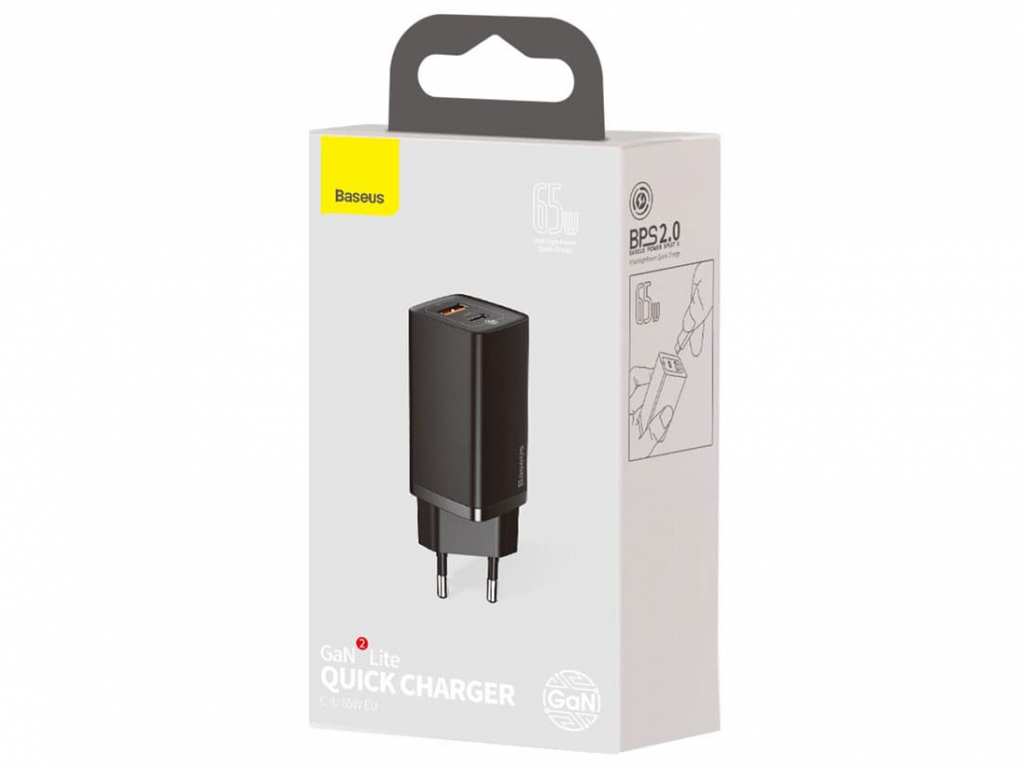 شارژر دیواری فست بیسوس Baseus GaN2 Lite Quick ChargerC+U 65W CCGAN65UE