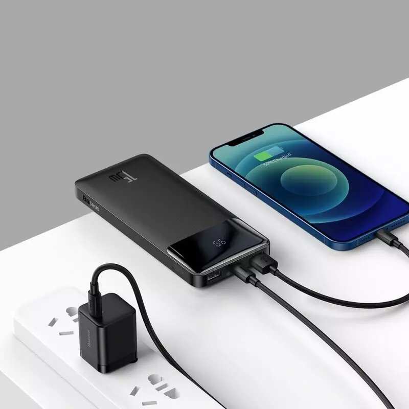 پاوربانک فست شارژ 15 وات 10000 میلی آمپری بیسوس PPDML-I01