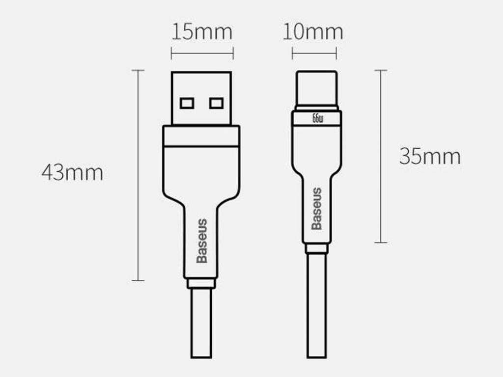 کابل تایپ سی شارژر سریع 66 وات بیسوس Baseus Cafule Series Metal Data Cable USB to Type-C 2m CAKF000101