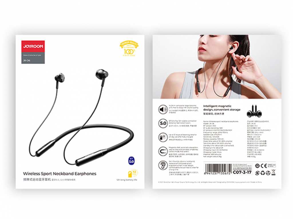 هدفون بلوتوث مغناطیسی جویروم JOYROOM Magnetic Neckband Headphone JR-D6