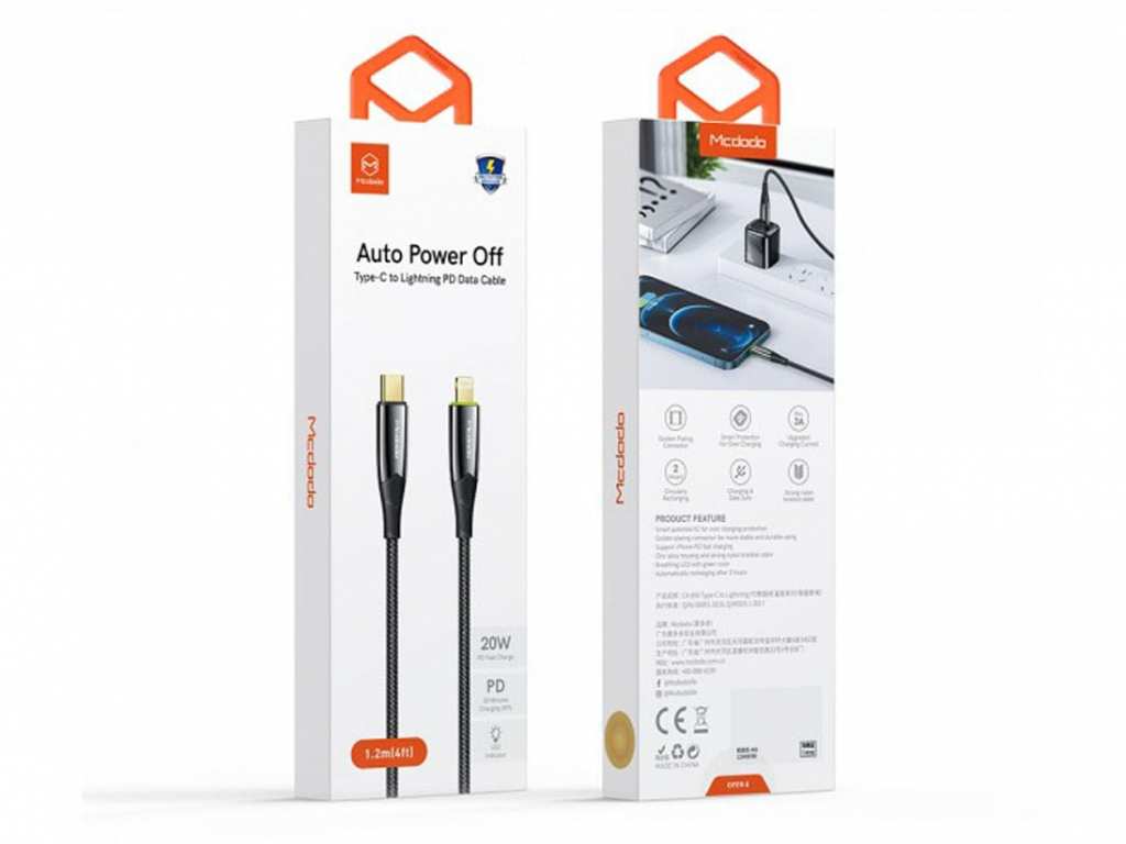 کابل شارژ سریع تایپ سی به لایتنینگ مکدودو Mcdodo Auto Power Off Type-C to Lightning PD Data Cable CA-8560