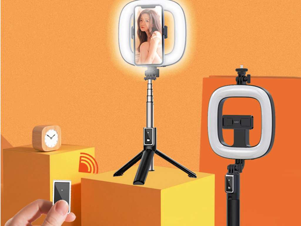 رینگ لایت سه پایه دار ارلدام Earldom Bluetooth Slefie Stick 6 Inch Led Ring Photography Light ET-ZP21
