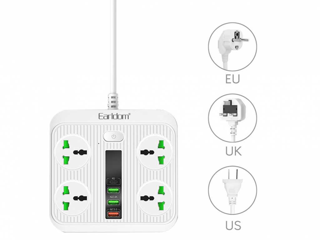 چندراهی هوشمند ارلدام Earldom Multiport Smart Power Outlet 3000W 5V/3A ES-SC05