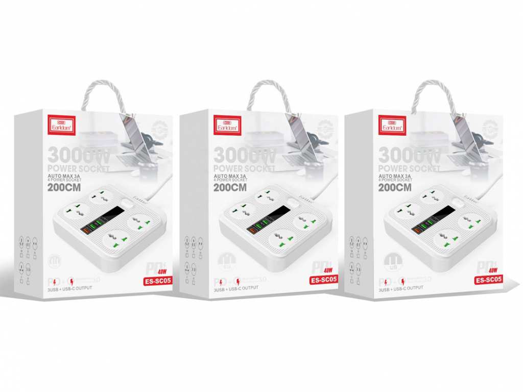 چندراهی هوشمند ارلدام Earldom Multiport Smart Power Outlet 3000W 5V/3A ES-SC05