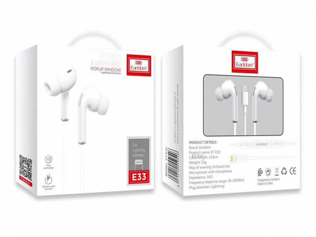 هندزفری سیمی لایتنینگ ارلدام Earldom iPhone Lightning Earphone ET-E33