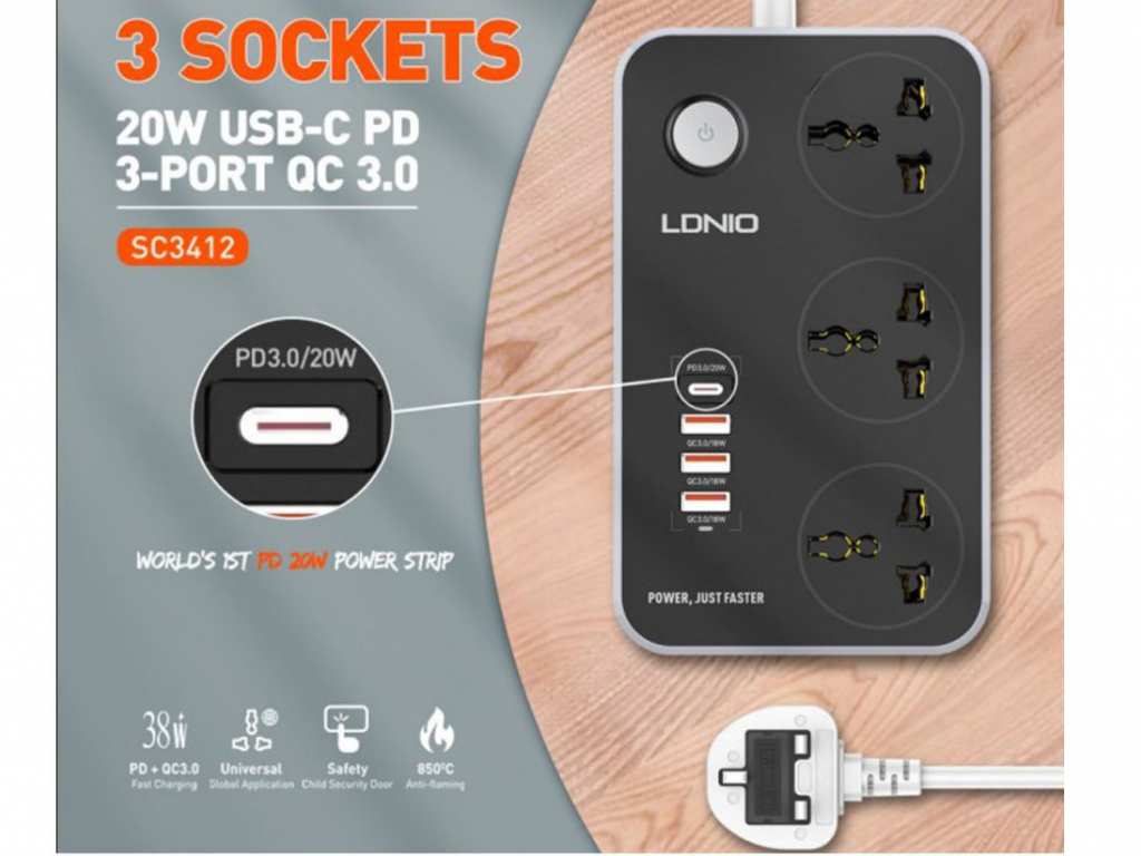 چند راهی برق الدنیو LDNIO Power Socket SC3412