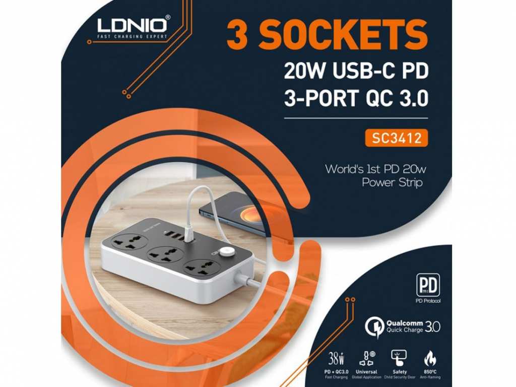 چند راهی برق الدنیو LDNIO Power Socket SC3412