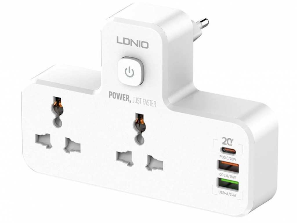 چند راهی 2 سوکت و 2 یواسبی و یک تایپسی الدنیو Ldnio Power Strip SC2311