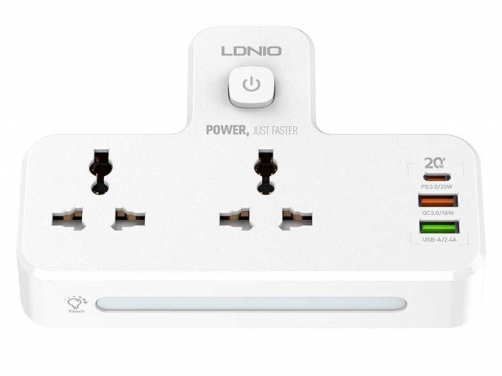 چند راهی 2 سوکت و 2 یواسبی و یک تایپسی الدنیو Ldnio Power Strip SC2311