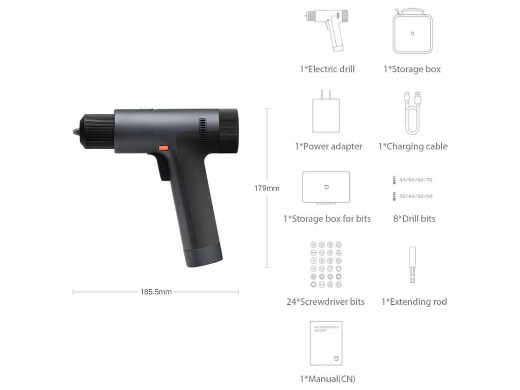 دریل پیچ گوشتی شارژی شیائومی Xiaomi MIJIA Cordless Electric Drill Kit Electric Screwdriver MJWSZNJYDZ001QW