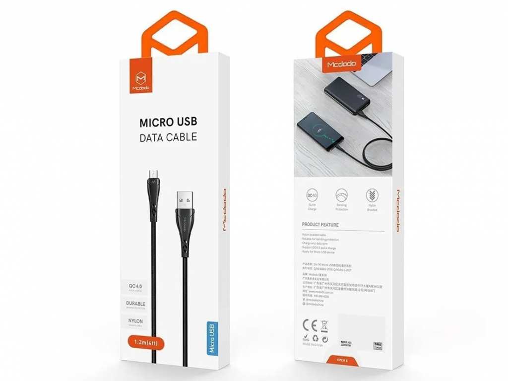 کابل پاوربانکی 0.2 متری مکدودو Mcdodo Kabel Micro Usb Power Bank Data Quick Charge Qc Android CA-7450