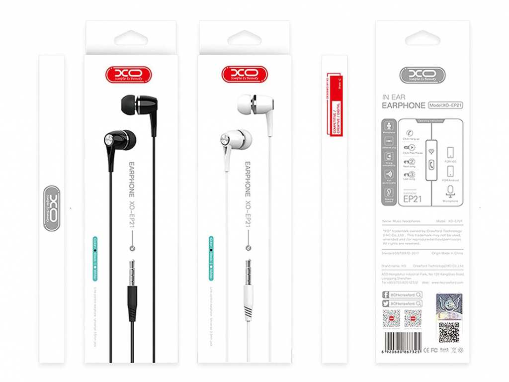 هدفون سیمی با جک 3.5 میلیمتری ایکساو XO In-ear Earphon 1.2m EP31