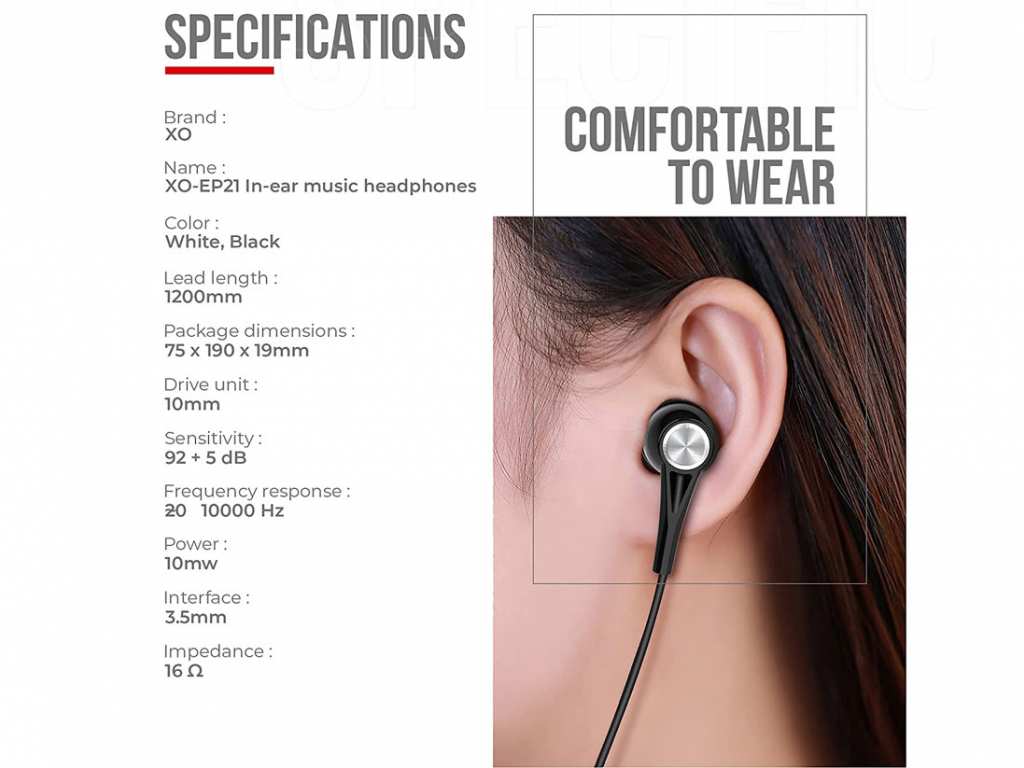 هدفون سیمی با جک 3.5 میلیمتری ایکساو XO In-ear Earphon 1.2m EP31