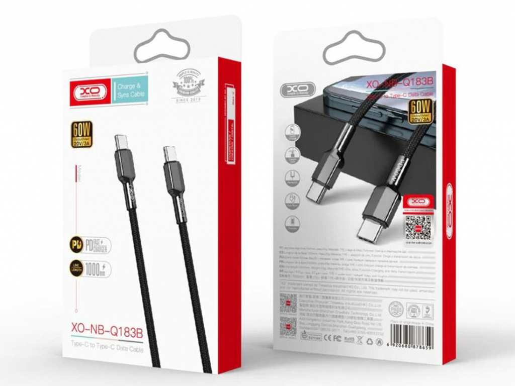 کابل سوپر فست شارژ تایپ سی به تایپ سی 60 وات یک متری ایکس او NB-Q183B