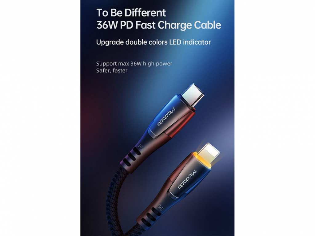کابل شارژ سریع تایپسی به لایتنینگ 1.2 متری مکدودو Mcdodo PD Fast Charge 36W CA-7650