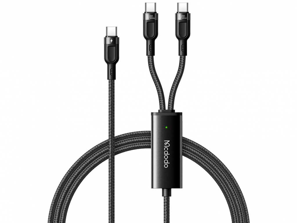 کابل شارژ سریع دو سر تایپسی 1.2 متری مکدودو MCDODO Type-C to Type-C+Type-C2 in 1 Fast Charging Data Cabl 100W CA-7470