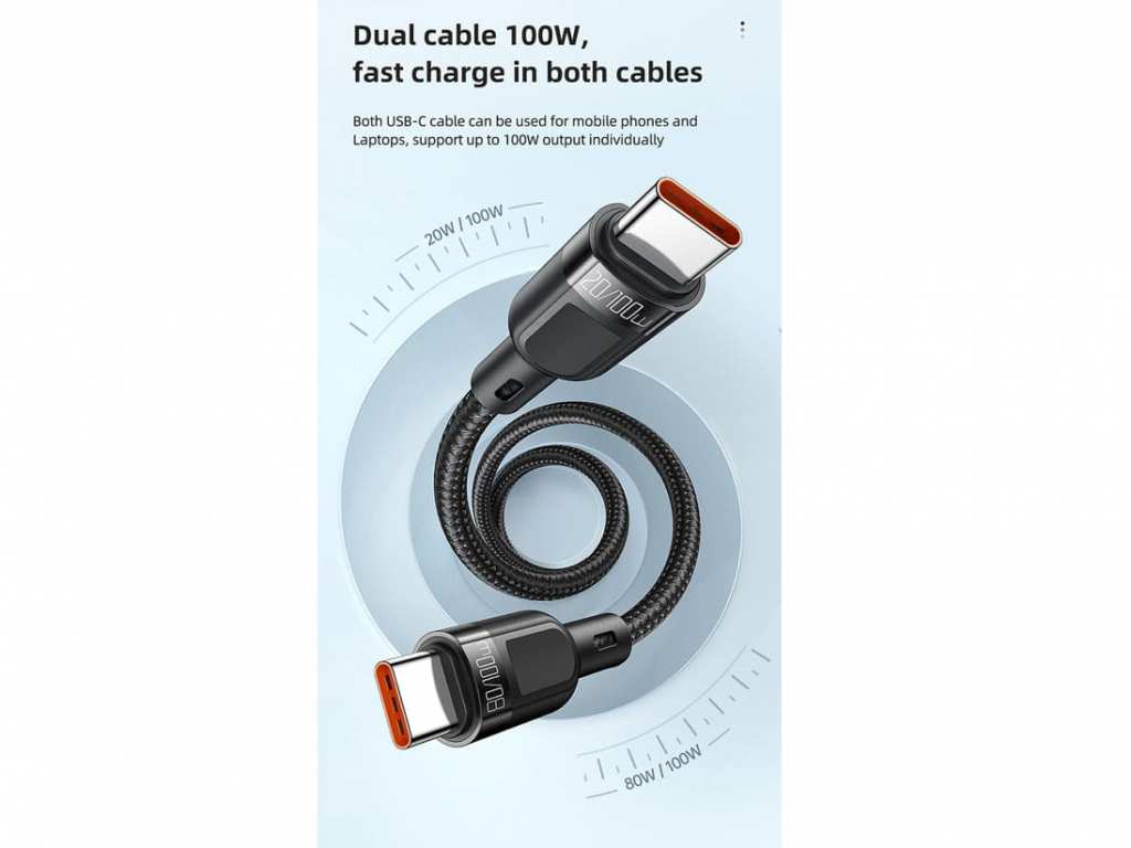 کابل شارژ سریع دو سر تایپسی 1.2 متری مکدودو MCDODO Type-C to Type-C+Type-C2 in 1 Fast Charging Data Cabl 100W CA-7470