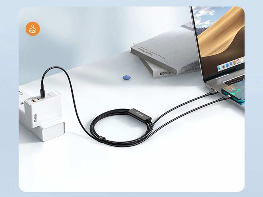 کابل شارژ سریع دو سر تایپسی 1.2 متری مکدودو MCDODO Type-C to Type-C+Type-C2 in 1 Fast Charging Data Cabl 100W CA-7470