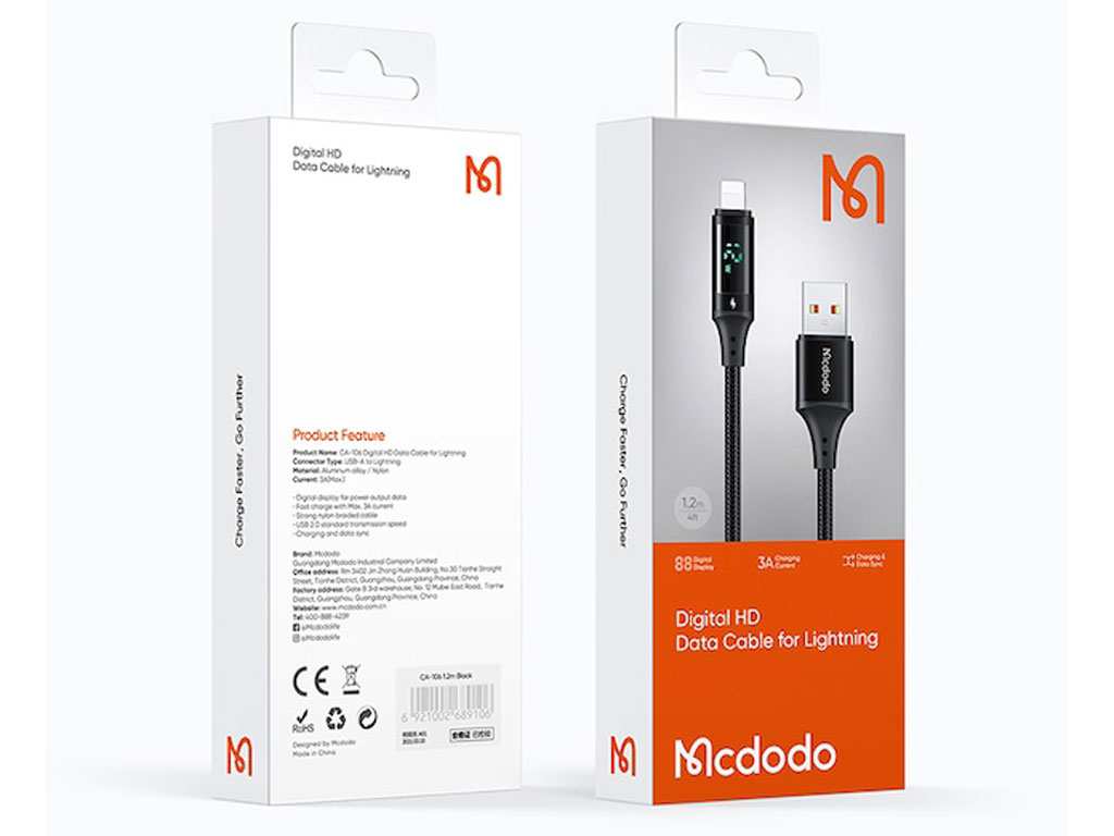 کابل لایتنینگ به یو اس بی مک دودو MCDODO CA-1060 Lightning Digital Display Fast Charging Data Cable