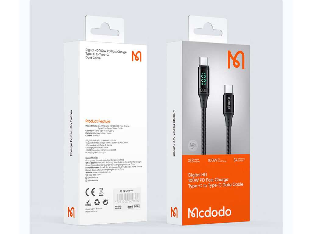 کابل Type-C به Type-C مک دودو MCDODO CA-1100 Type-C Fast Charging and Data Transmission Cable