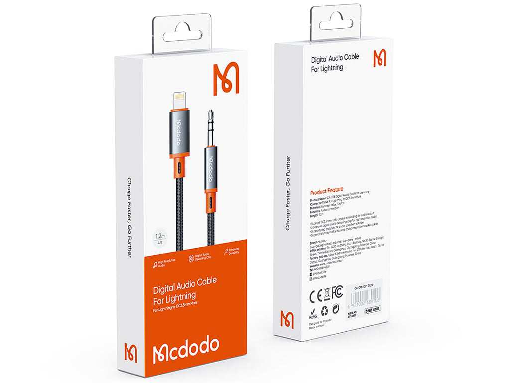 کابل تبدیل لایتنینگ به جک 3.5 میلی‌متری مک دودو Mcdodo CA-0780 Castle Series Lightning to DC3.5 Male Cable