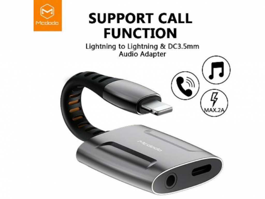 مبدل لایتنینگ به لایتنینگ و جک 3.5mm مک‌دودو CA-6340 Mcdodo Dual Port Lightning To Lightning+ jack 3.5mm Transmission