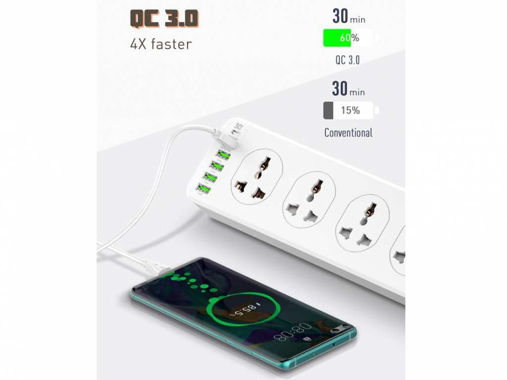 چندراهی برق 10 سوکت، 5 یواسبی و 1 تایپ‎سی الدنیو SC10610