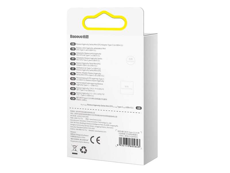 مبدل او تی جی تایپ سی به یو اس بی بیسوس Baseus Ingenuity Mini OTG Adaptor Type C to USB-A 3.1 ZJJQ000001