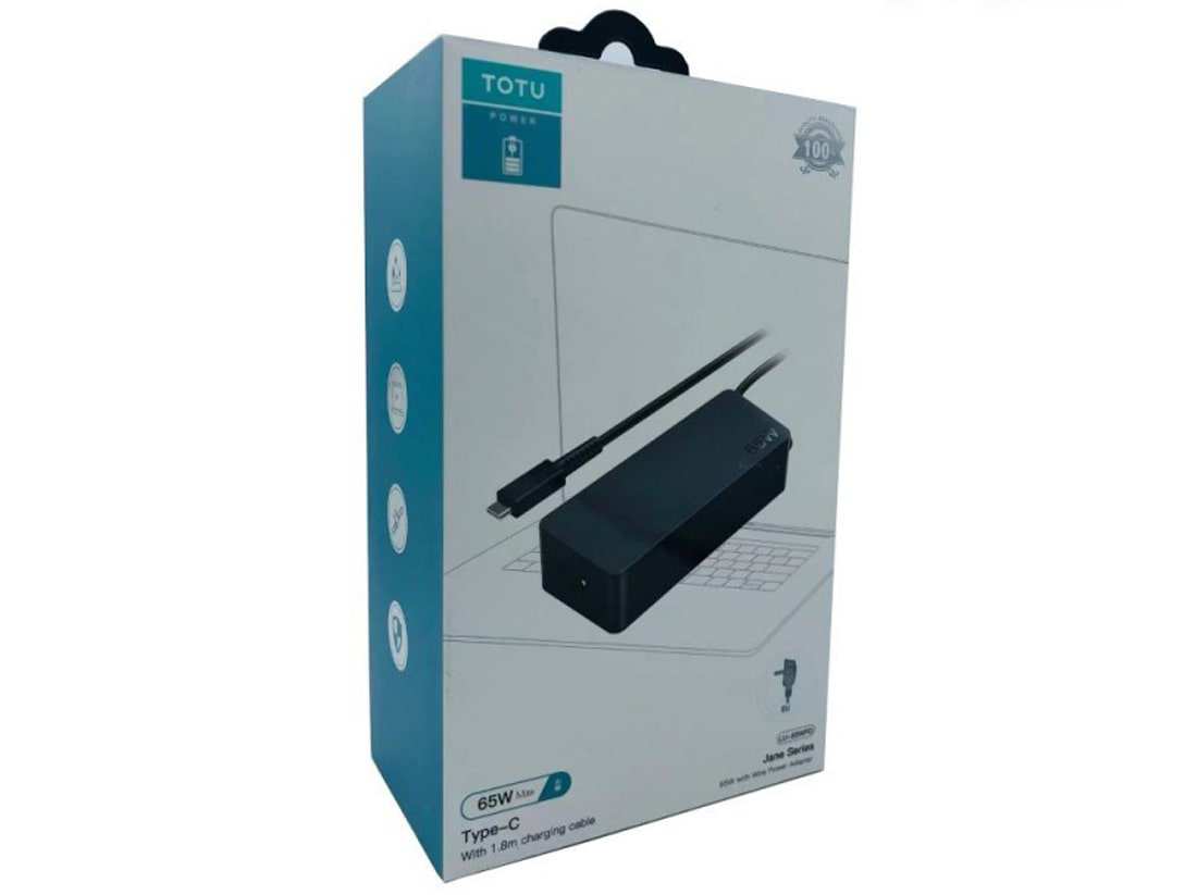 شارژر 65 واتی تایپسی لپتاپ 1.8 متری توتو TOTU LU-65WPD 65W Type-c With 1.8m charging cable