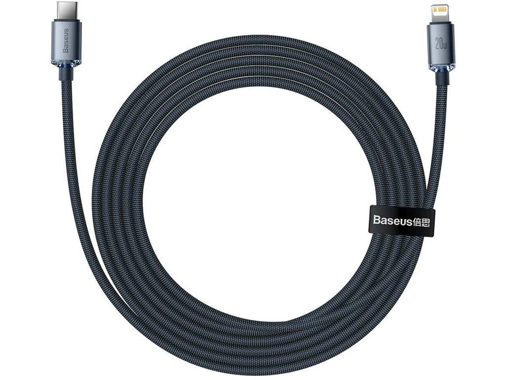 کابل تایپسی به لایتنینگ بیسوس 2 متری Baseus CAJY000301 Crystal Shine Series Fast Charging Data Cable Type-C to iP 20W