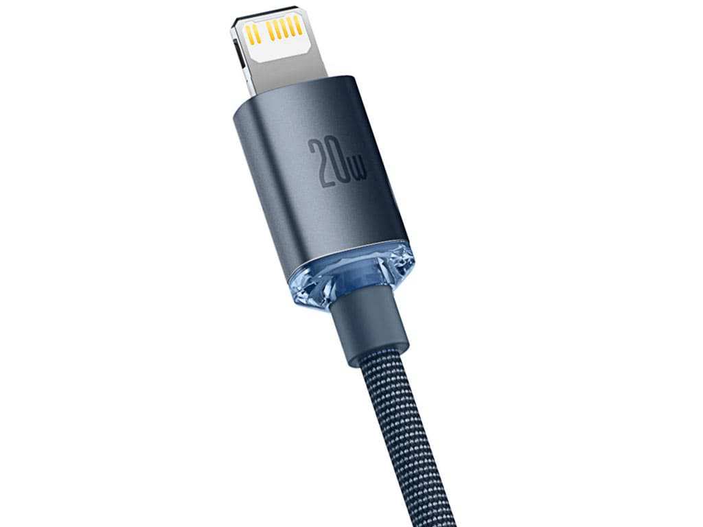 کابل تایپسی به لایتنینگ بیسوس 2 متری Baseus CAJY000301 Crystal Shine Series Fast Charging Data Cable Type-C to iP 20W