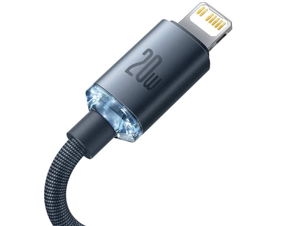 کابل تایپسی به لایتنینگ بیسوس 2 متری Baseus CAJY000301 Crystal Shine Series Fast Charging Data Cable Type-C to iP 20W