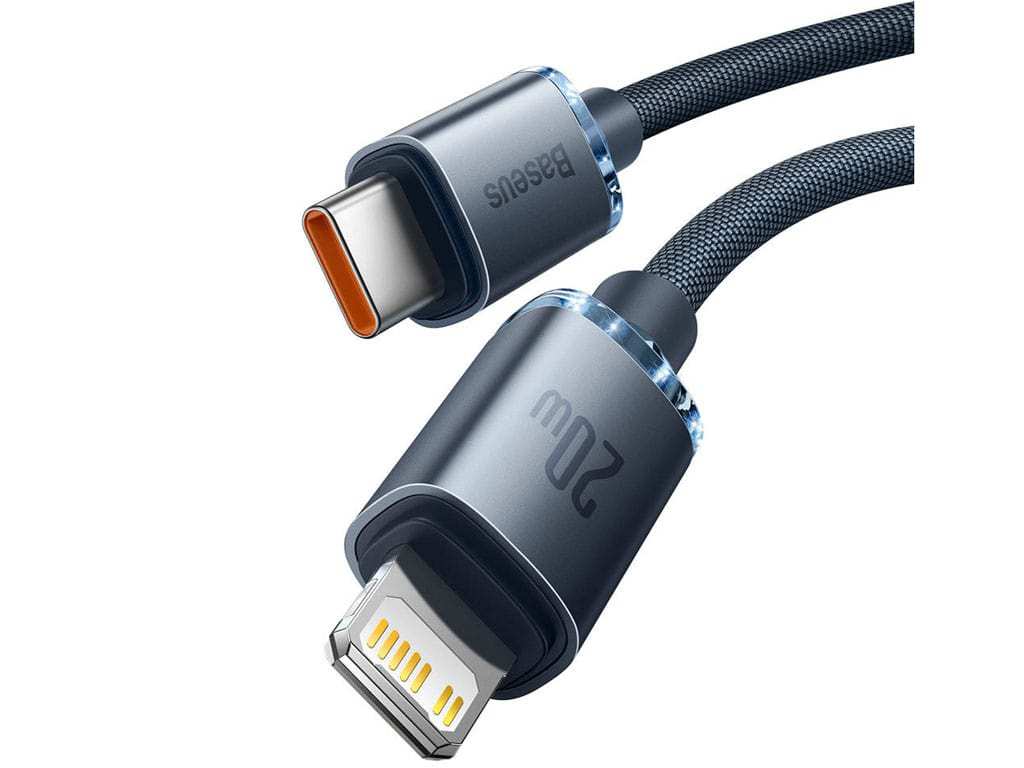 کابل تایپسی به لایتنینگ بیسوس 2 متری Baseus CAJY000301 Crystal Shine Series Fast Charging Data Cable Type-C to iP 20W