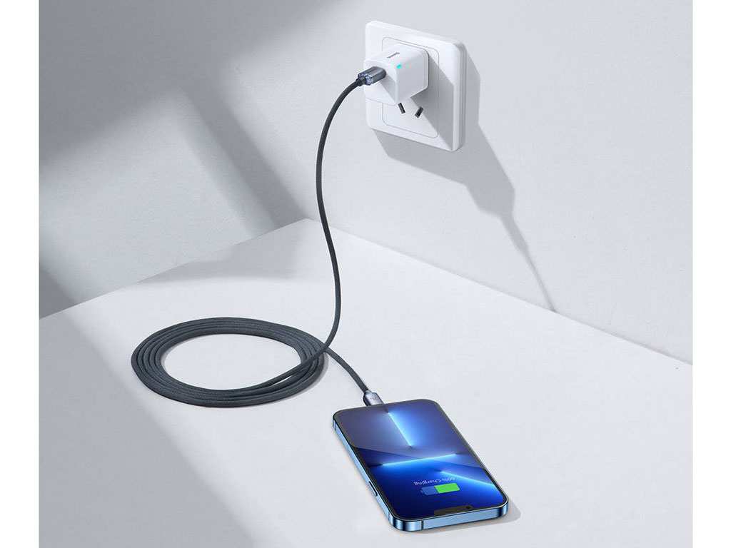کابل تایپسی به لایتنینگ بیسوس 2 متری Baseus CAJY000301 Crystal Shine Series Fast Charging Data Cable Type-C to iP 20W