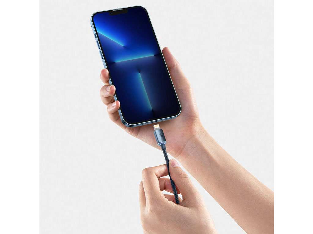 کابل تایپسی به لایتنینگ بیسوس 2 متری Baseus CAJY000301 Crystal Shine Series Fast Charging Data Cable Type-C to iP 20W