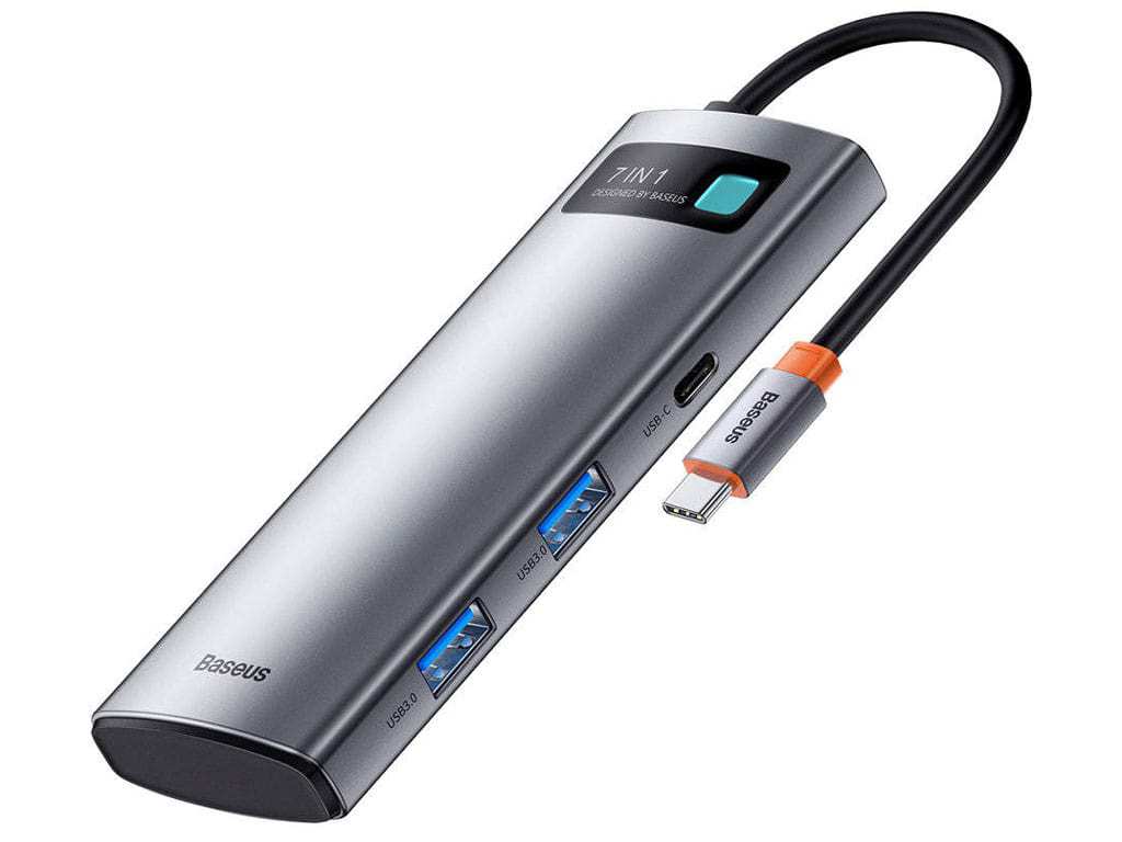هاب و مبدل تایپسی 7 در 1 بیسوس Baseus WKWG020113 Metal Gleam Series 7-in-1 Multifunctional Type-C HUB Docking Station