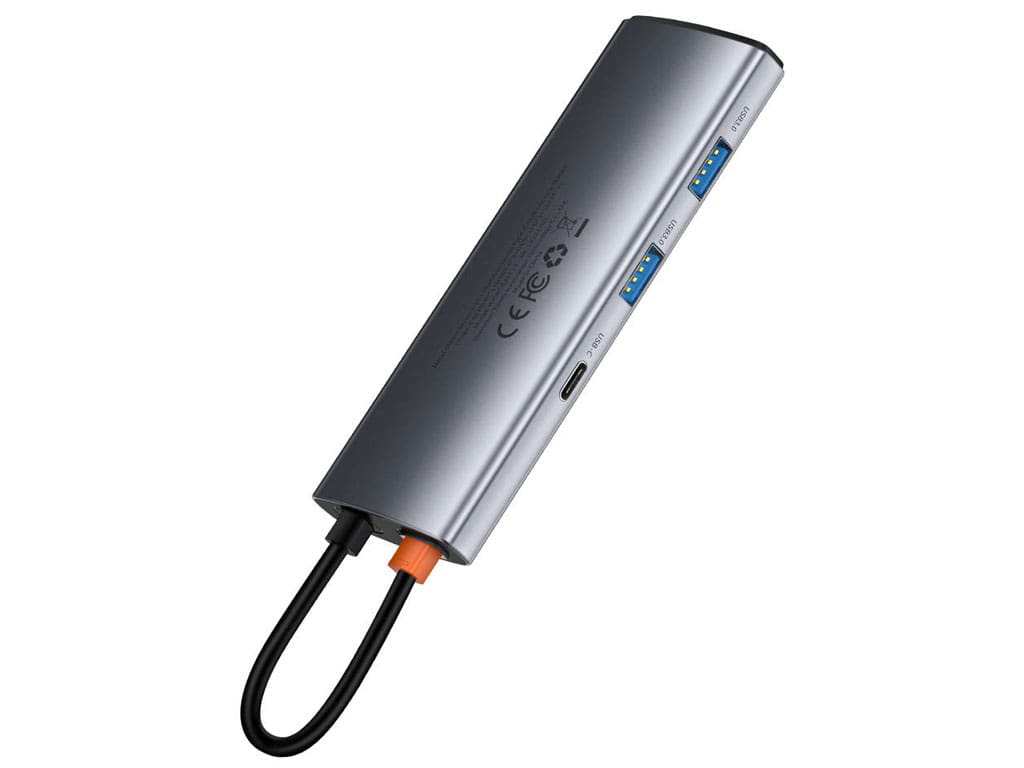 هاب و مبدل تایپسی 7 در 1 بیسوس Baseus WKWG020113 Metal Gleam Series 7-in-1 Multifunctional Type-C HUB Docking Station