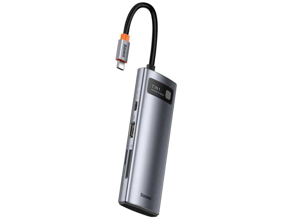 هاب و مبدل تایپسی 7 در 1 بیسوس Baseus WKWG020113 Metal Gleam Series 7-in-1 Multifunctional Type-C HUB Docking Station