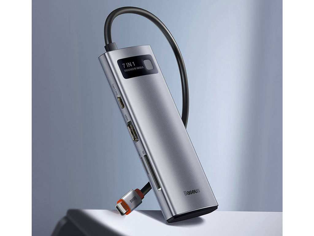 هاب و مبدل تایپسی 7 در 1 بیسوس Baseus WKWG020113 Metal Gleam Series 7-in-1 Multifunctional Type-C HUB Docking Station